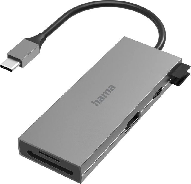Hama USB-C-Hub Multiport mit 6 Ports inklusive HDMI 4K UHD, USB-A, USB-C sowie SD und microSD in Anthrazit/Grau - Bild 1