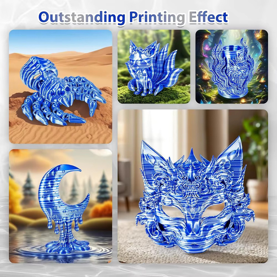 3D Maliang Twist Farbwechsel Filament Seide PLA 1,75 mm, mehrfarbig Silber Blau, glänzend für FDM 3D-Drucker - Bild 6
