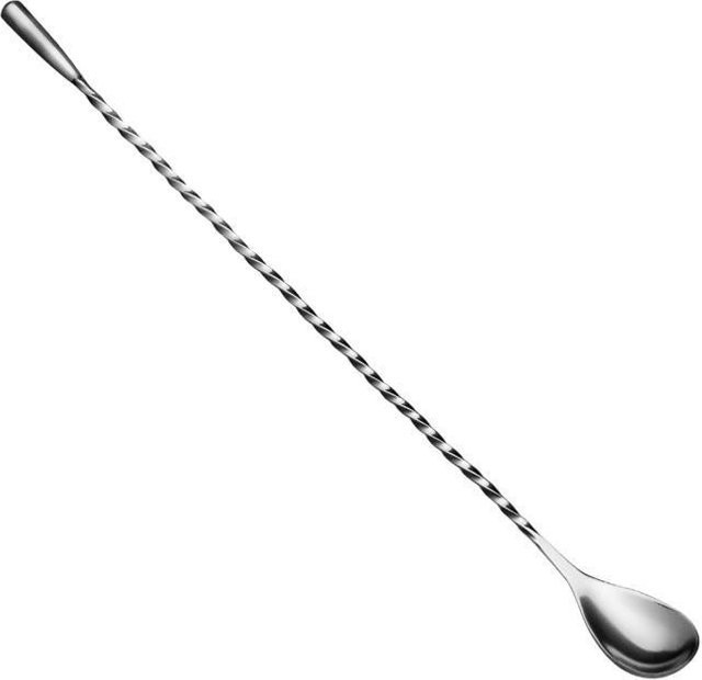 Barlöffel in Tropfenform aus Edelstahl mit Metallknopf, Silber, Länge: 31 cm - Bild 1