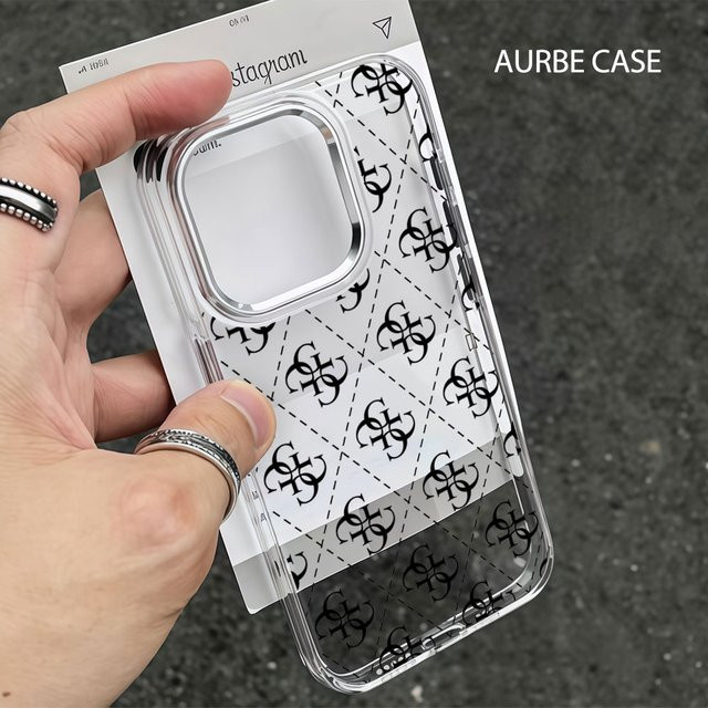 Aurbe Handyhülle mit silbernem Linsenrahmen für iPhone 17 16 15 14 13 12 11 Pro Max und 16E, transparente Schale mit modischem Design - Bild 1