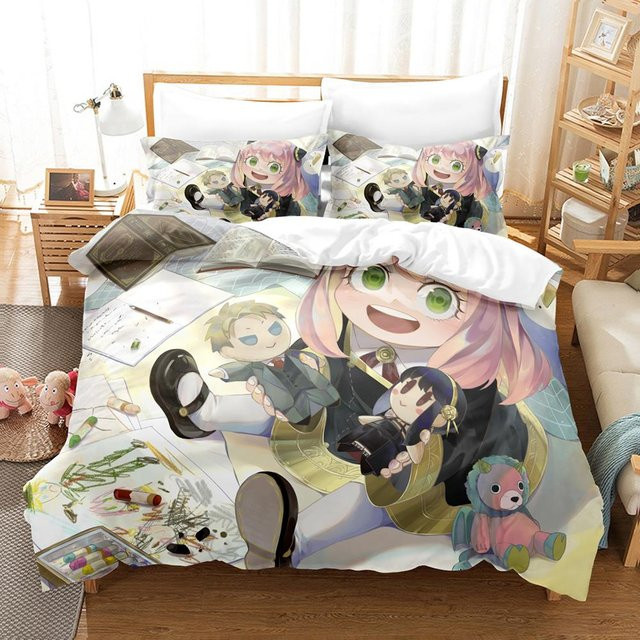 SPY×FAMILY Anime Bettwäsche-Set aus Mikrofaser mit Bettbezug und Kissenbezug, Mehrfarbig, B/H: 180 x 210 cm - Bild 1