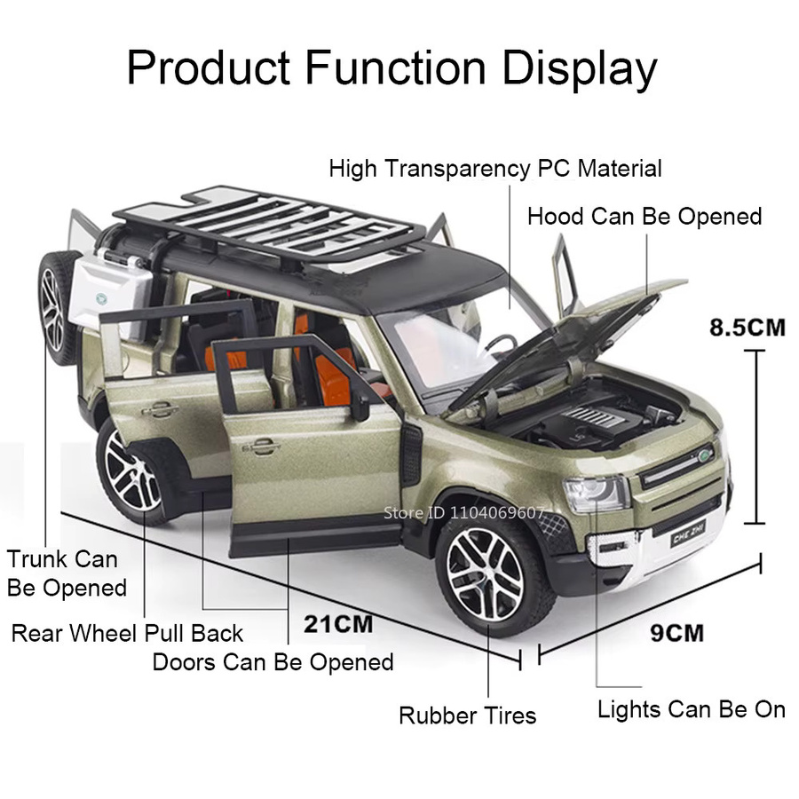MAKEDA Land Rover Defender, Spielzeugautomodell, 1:24, Metall, mit Licht und Sound - Bild 2