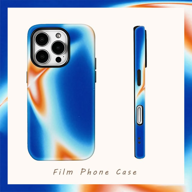 Fluid Waves Handyhülle in Blau und Orange mit doppelschichtiger Rückseite für iPhone 17 Pro Max, 17 AIR, 16, 15, 14, 13, 12 und 11 - Bild 1