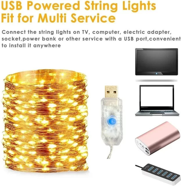 OKAL RED EAST RGB LED Fairy Lights mit Kupferdraht, USB-Betrieb, Wasserdicht, 8 Modi und Fernbedienung - Bild 1