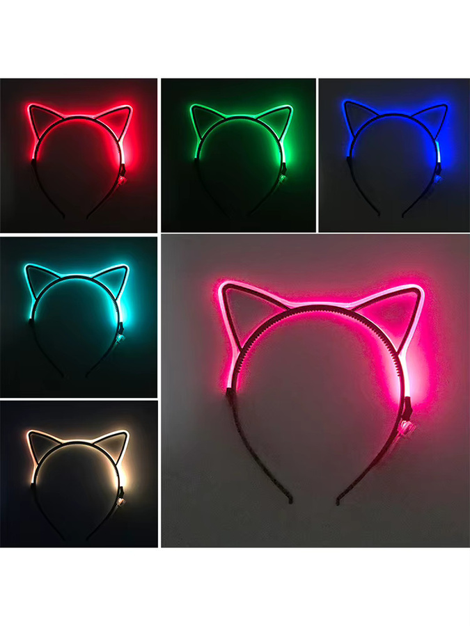 YEAHUI EL Katzenohren-Stirnband, LED, glänzend, Unisex - Bild 3