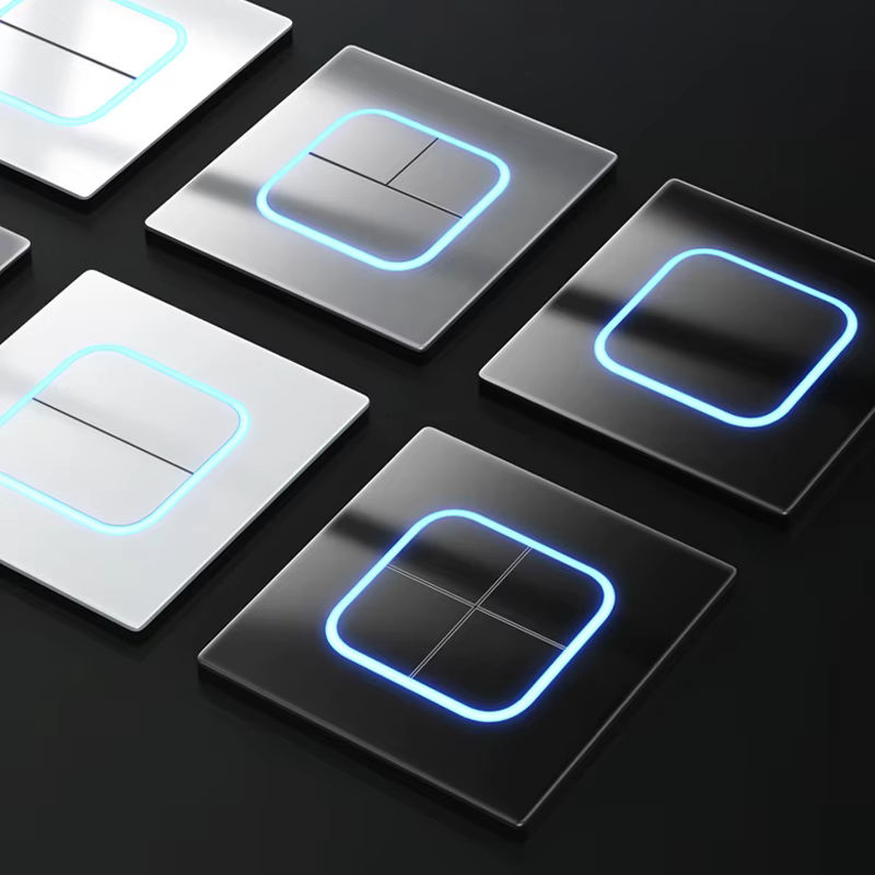 Wallpad Wandlichtschalter als 1- bis 4-Gang Momentschalter mit schwarzem Glasimpuls und LED-Anzeige - Bild 3