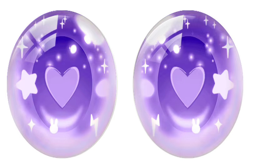 Herz-Spielzeugaugen, violett, oval, Glascabochons, DIY-Schmuckherstellung - Bild 2