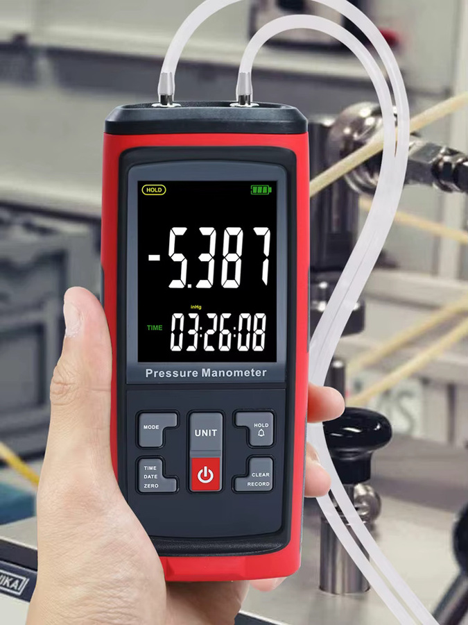 Digitales Differenzmanometer GAIN EXPRESS Luftdruckmesser U-Typ in Rot mit ±50 KPa Messbereich für pneumatische Kompressorventile und Tanks - Bild 6