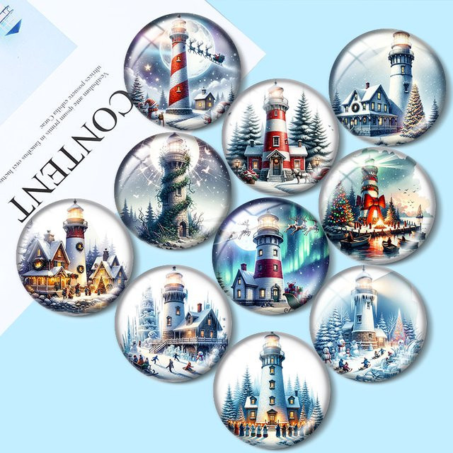 10 Stück Runde Foto-Glas-Cabochons mit flacher Rückseite für Bastelzwecke in Multicolour, Durchmesser: 12 mm, 16 mm und 18 mm - Bild 1