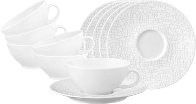 Seltmann Weiden Teetassen mit Untertassen Life Fashion aus Porzellan, Weiß, 6er Set, 140 ml pro Tasse - Bild 1