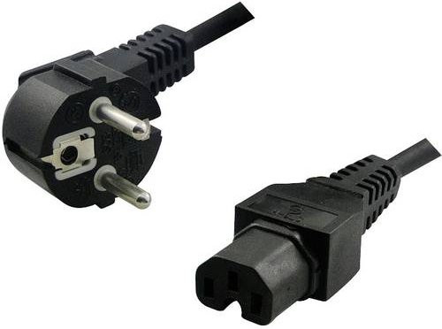 LogiLink Strom Anschlusskabel mit Schutzkontakt-Winkelstecker und Kaltgeräte-Buchse C15, Länge: 2,00 m, Schwarz - Bild 1