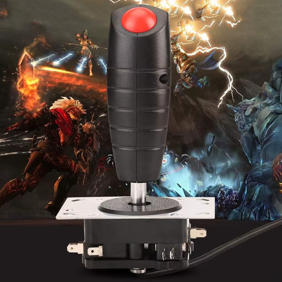 elenxs Arcade Joystick Flight Stick mit Vibrationstrigger, roter Fire Button und 8-Wege-Richtungssteuerung für DIY-Projekte - Bild 4