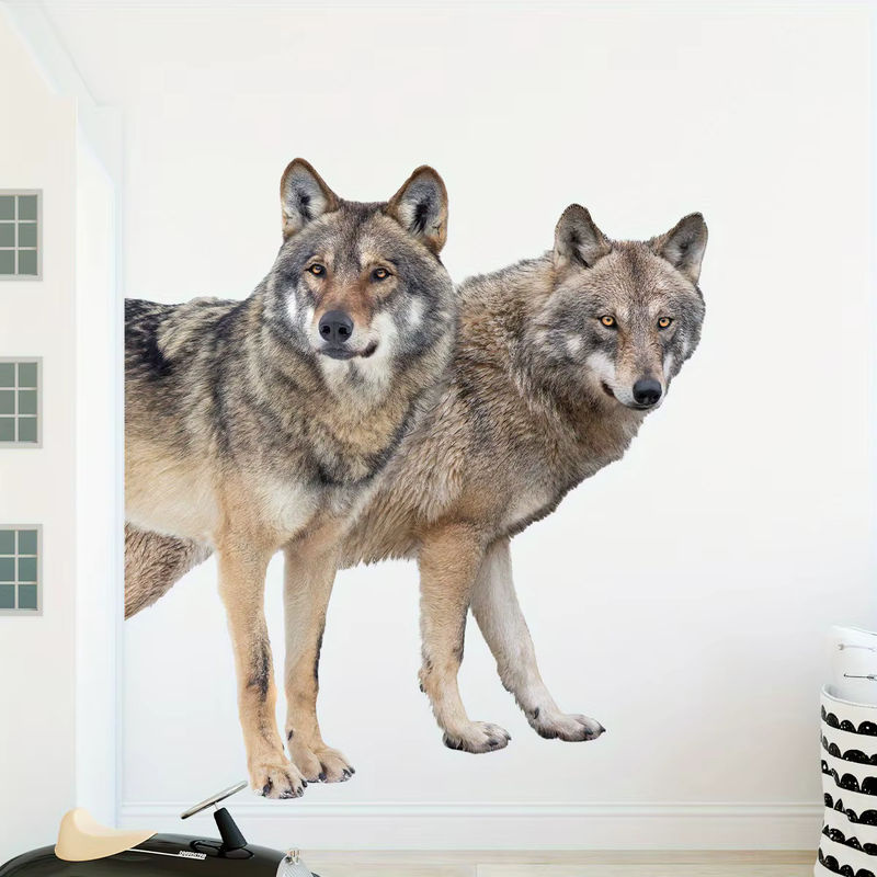 BRUP Aquarell Wolf Wandtattoo Mehrfarbig Abnehmbare Wanddekoration für Kinderzimmer und Wohnzimmer - Bild 3