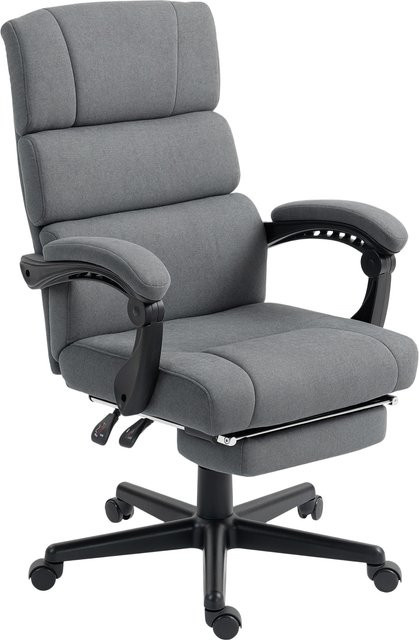 Ergonomischer HOMCOM Bürostuhl in Dunkelgrau mit Samt-Optik, Drehstuhl mit Fußstütze, Armlehnen und Kopfkissen für dein Home-Office - Bild 1