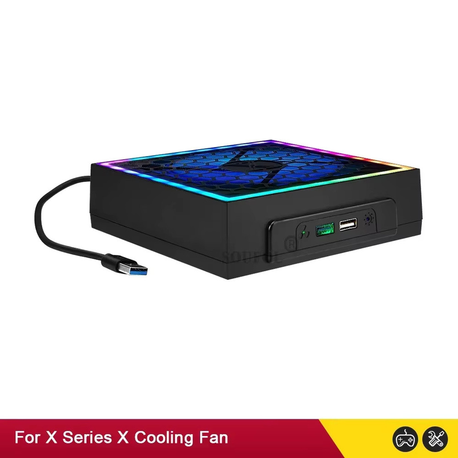Ispoofer LED-Lüfter für Xbox Series X mit 7 Beleuchtungsmodi und 2 USB-Anschlüssen, Schwarz, Mehrfarbig - Bild 5