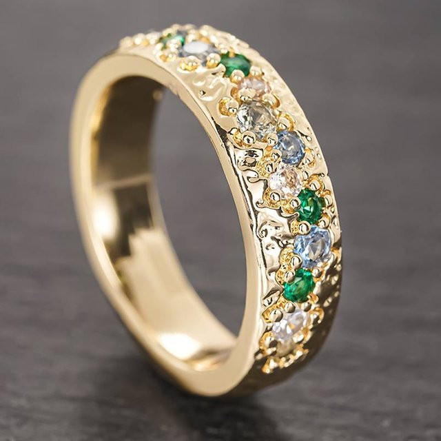 Huitan Ring, Gold, mehrfarbiger Zirkonia, Damen - Bild 1