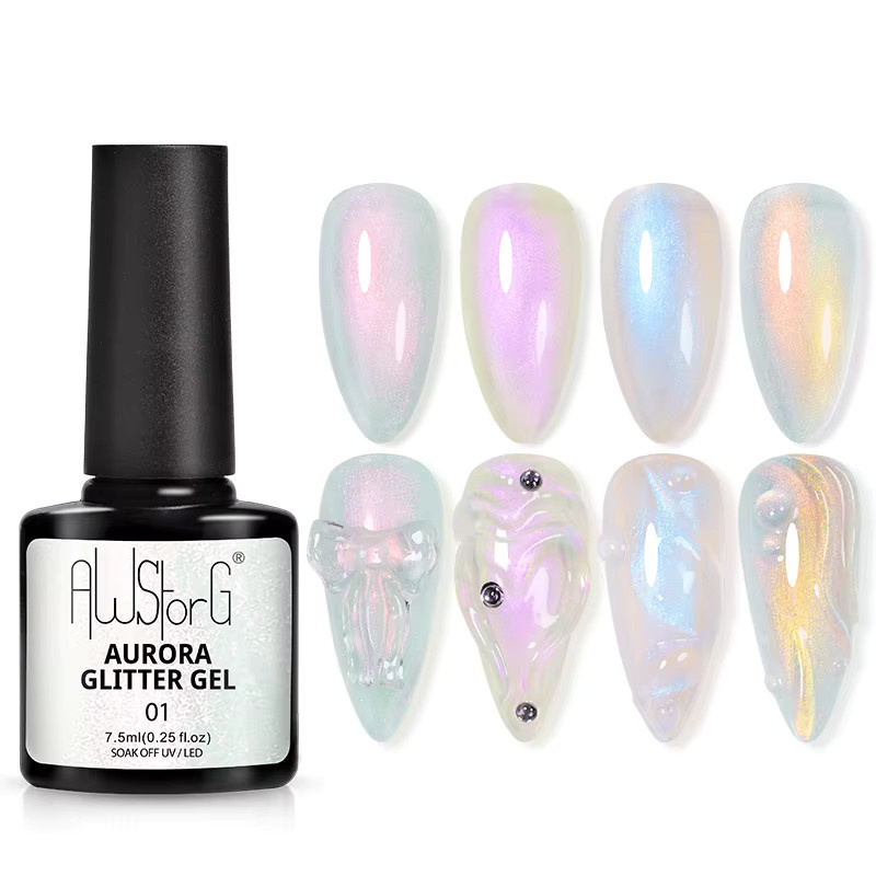AWStorG Aurora Glitter Gel-Nagellack, Glänzend - Bild 2