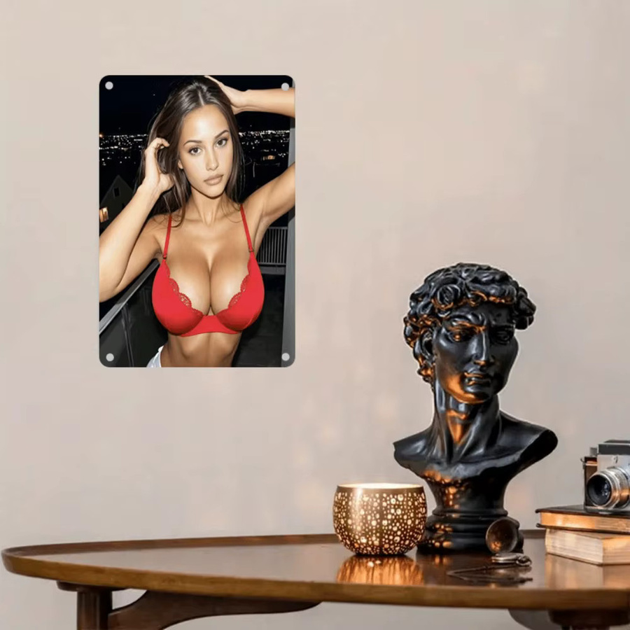 Retro Metall-Wanddekoration CIFBUY in Rot mit Motiv einer Frau, B/H: 20 x 30 cm - Bild 4