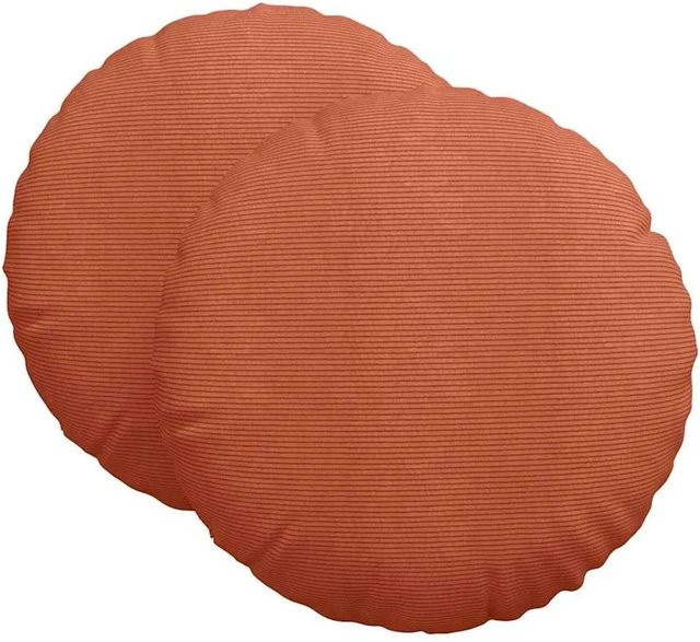 vidaXL Sitzkissen 2er Set aus Cordstoff in Rot-Orange, Durchmesser: 80 cm - Bild 1
