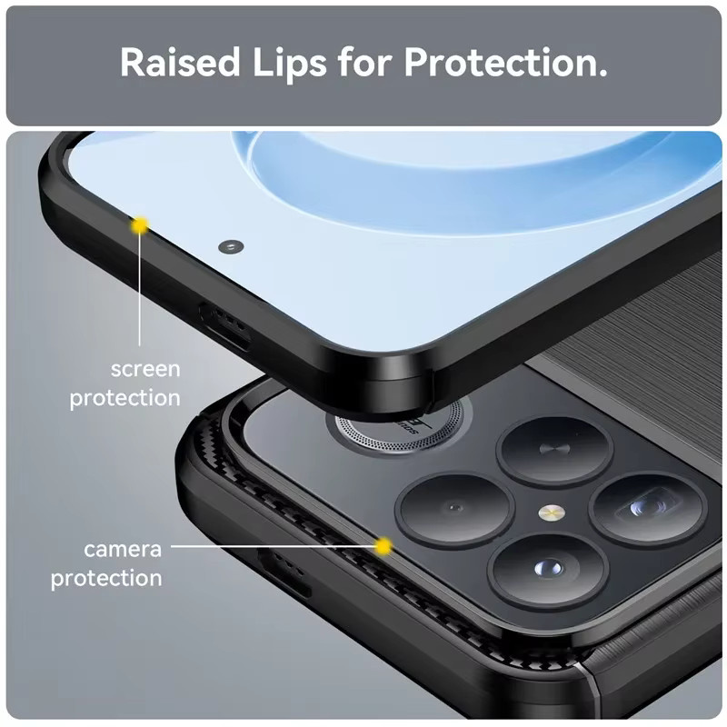 Hautfreundliche Silikonhülle mit gebürstetem Kohlefasermuster für Xiaomi Poco F8 Ultra F7 X7 M7 Pro, stoßfeste Pufferabdeckung in Schwarz oder Blau - Bild 4