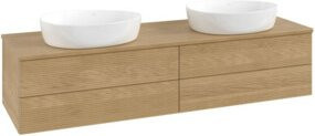 V&B Waschtischunterschrank Antao mit Frontstruktur in Honey Oak, Breite: 160 cm, Tiefe: 50 cm - Bild 1