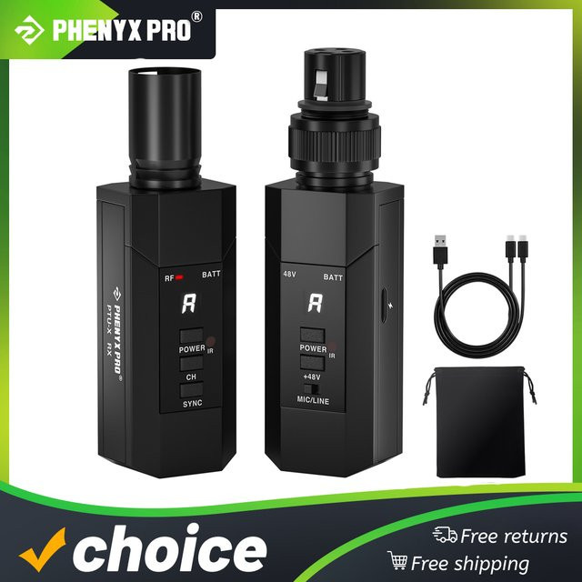 Phenyx Pro PTU-X Plug-on XLR Funk-Mikrofonadapter System in Schwarz mit 16 UHF-Frequenzen - Bild 1