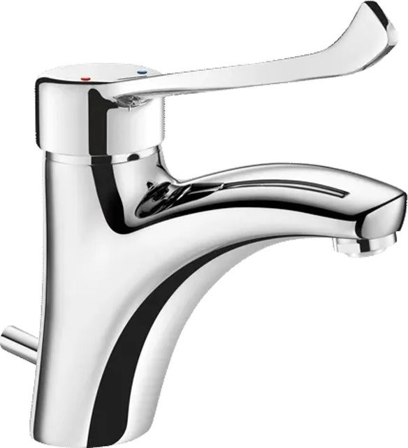 Delabie Einhebel-Waschtischmischer mit Hygienehebel in Chrom, Farbe: Silber, Höhe: 8,5 cm, Länge: 13,5 cm - Bild 1
