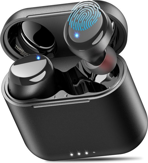 TOZO T6 Bluetooth Kabellose Kopfhörer mit KI-Geräuschunterdrückung und App-Steuerung in Schwarz - Bild 1