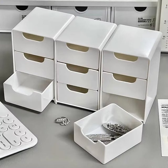 Untior Mini Desktop-Aufbewahrungsbox in Weiß für Schmuck und Kosmetik - Bild 1