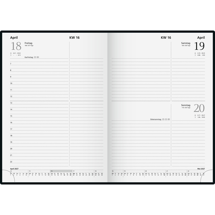 Brunnen Glocken Buchkalender 2027 in Schwarz-Weiß mit Tages-, Wochen- und Monatsansicht - Bild 2