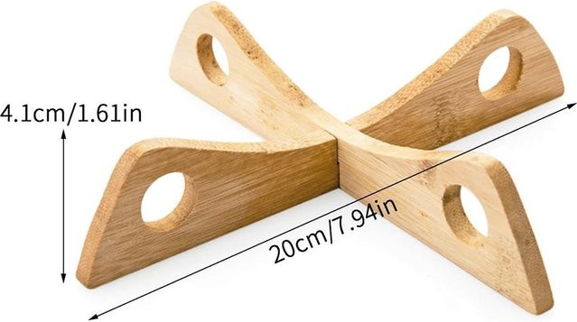 Yiran Furniture Bambus Kreuz Topfuntersetzer in Braun, Hitzebeständiger Untersetzer aus Holz für Tassen und Geschirr - Bild 1