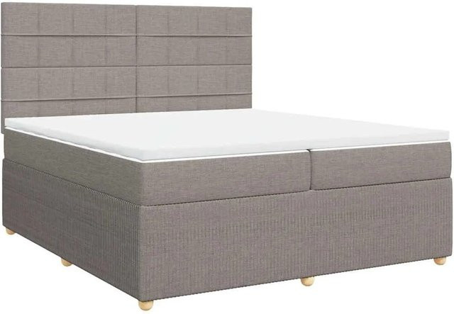 vidaXL Boxspringbett mit Matratze Hybrid-Design in Taupe, Weiß und Grau aus Stoff und Kiefernholz, B/T: 200 x 200 cm - Bild 1