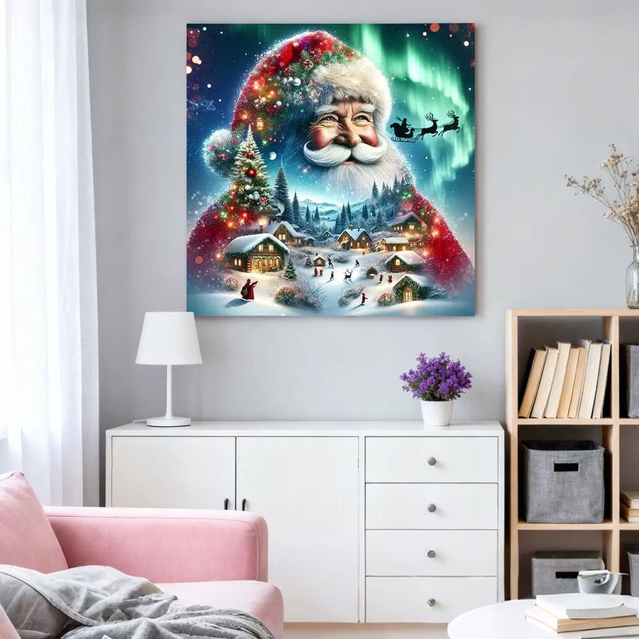 HUACAN 5D DIY Diamantmalerei Weihnachten Landschaft mit Weihnachtsmann, Multicolor, B/H: 20 x 20 cm - Bild 3