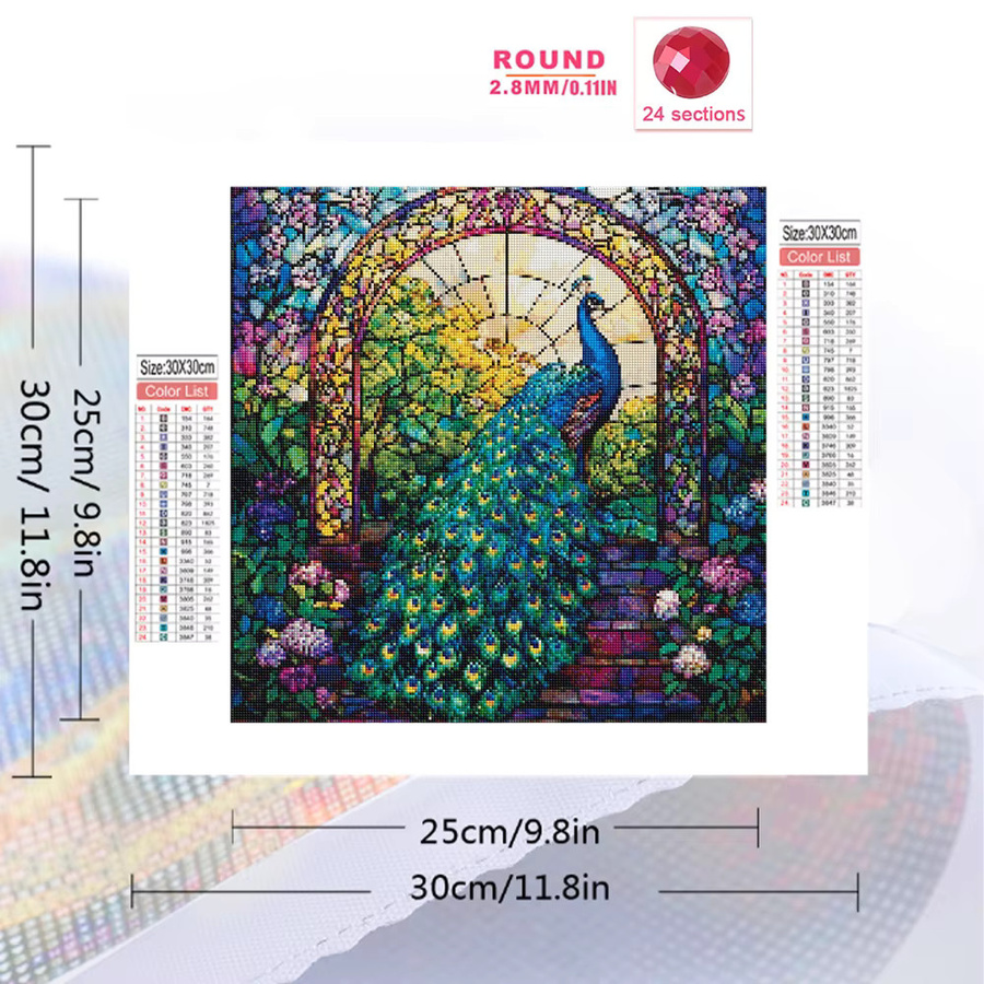 Momoart 5D DIY Diamantmalerei Pfau Motiv mit Acryl-Steinen in Multicolour, B/H: 20 x 20 cm - Bild 2