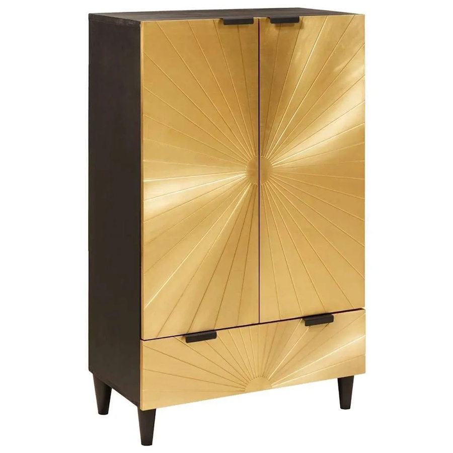 vidaXL Seitenschrank mit Speicher in Schwarz und Gold, B/T/H: 60 x 33,5 x 100 cm - Bild 2
