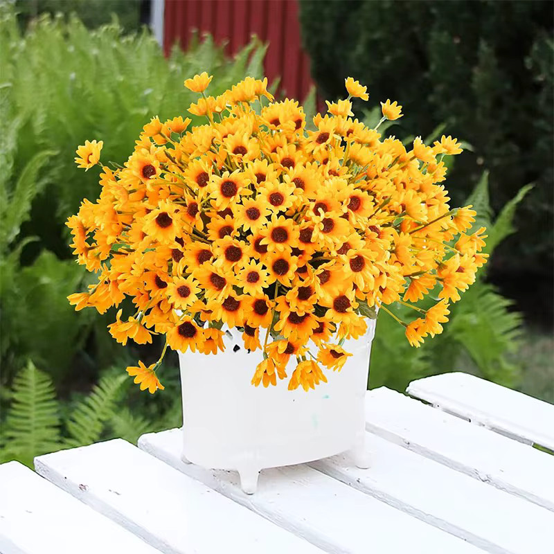 XIAOYINMO Künstliche Gänseblümchen aus Seide in Gelb für Hochzeiten und Dekoration - Bild 2