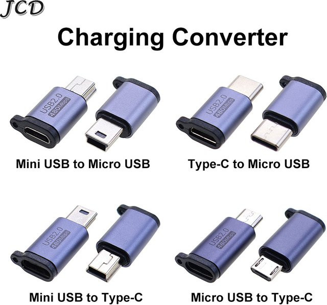 JCD 2er-Set Micro USB auf USB-C Lade-Adapter Konverter in Blau für Telefon, Tablet und Kamera - Bild 1