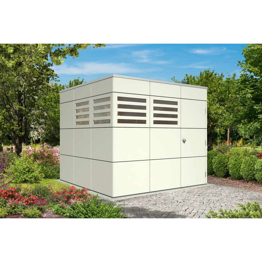 Skan Holz Gartenhaus Melbourne 3 aus Holz mit Flachdach in Grau, B/T/H: 253 x 253 x 223 cm - Bild 2