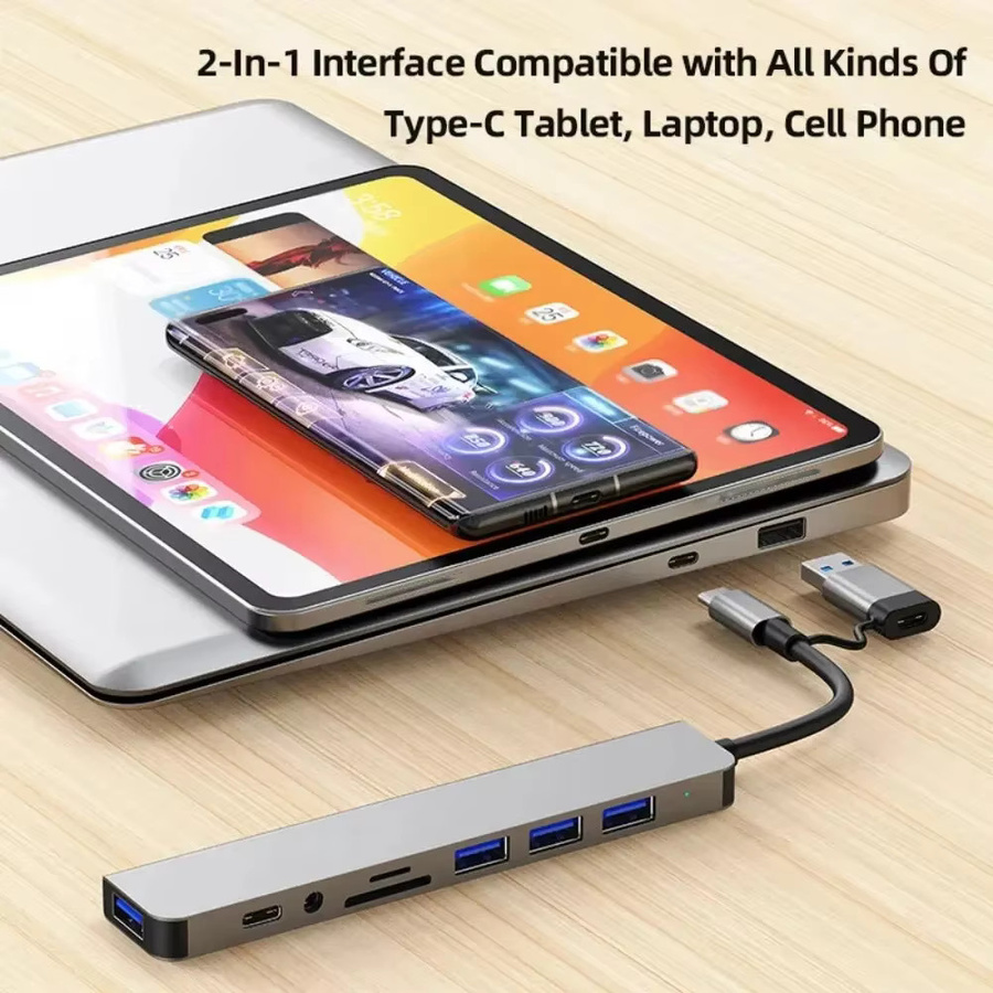 KEBIDUMEI USB-C Dockingstation Multiport-Adapter mit 5Gbps USB 3.0 Hub und TF SD Kartenleser für PC und Laptop - Bild 6