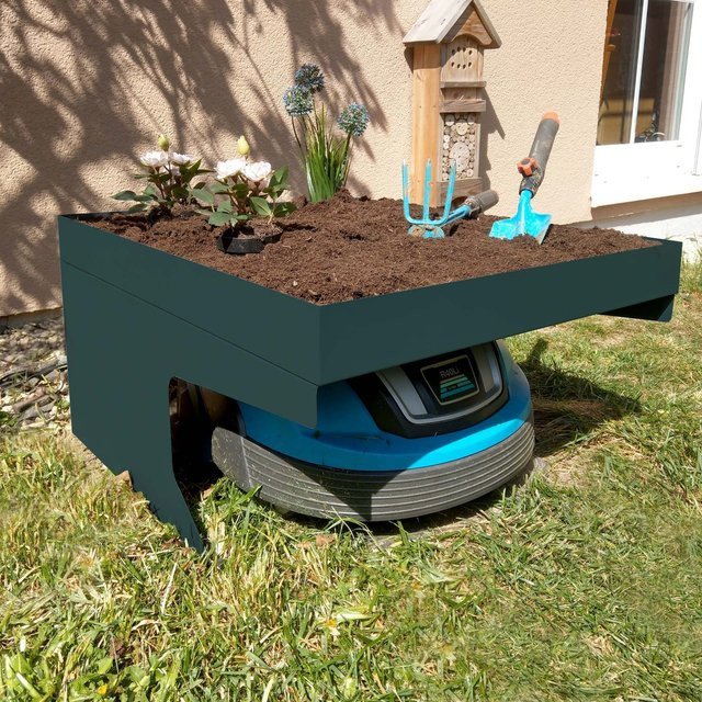 Mähroboter-Garage MCW-G60 mit Pflanzkasten und Dach Unterstand aus Metall, Farbe: Grün, B/T/H: 37 x 60 x 70 cm - Bild 1