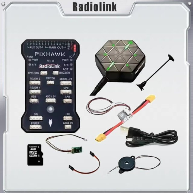 Radiolink Pixhawk PIX 2.4.8 APM 32-Bit Flugcontroller mit GPS M8N SE100 für RC Drohnen und Quadcopter in Schwarz - Bild 1