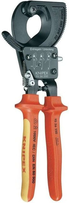 Knipex Kabelschneider mit Ratschenprinzip, isoliert, schwarz, 250 mm - Bild 2