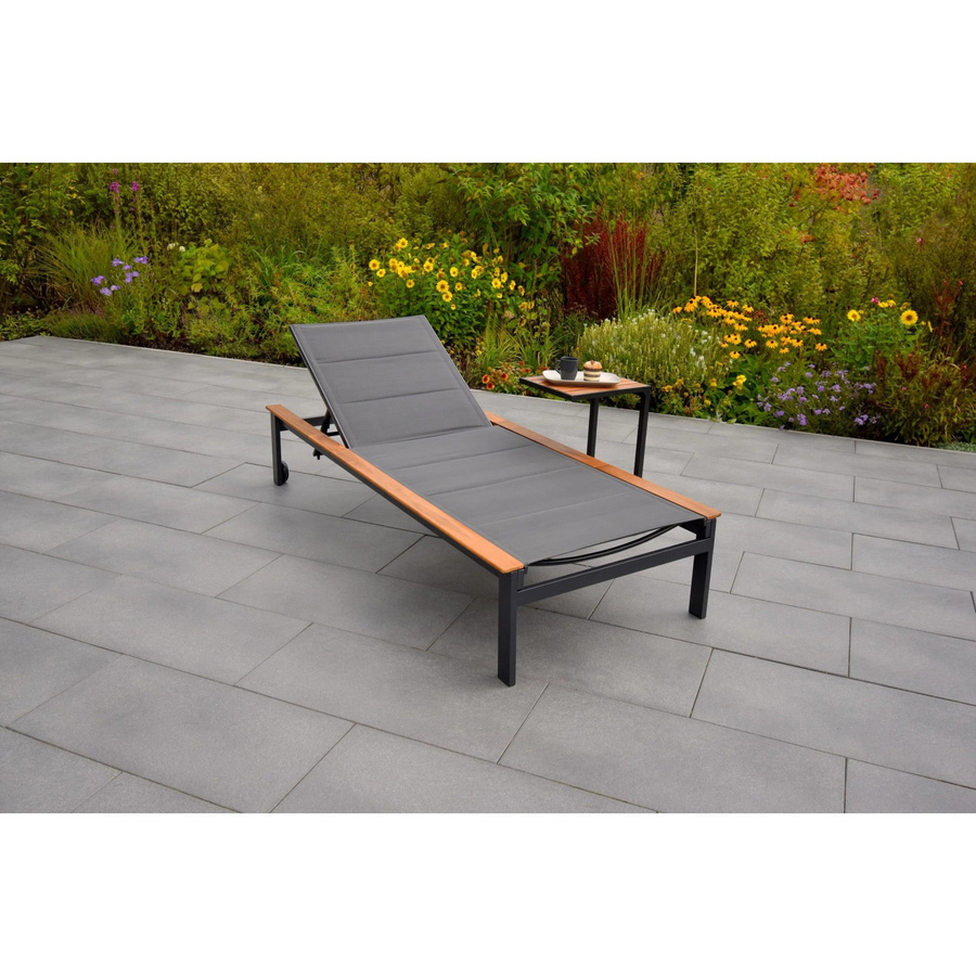 Merxx Paxos Gartenliegen-Set 2-teilig aus Akazienholz und Aluminium in Grau - Bild 2