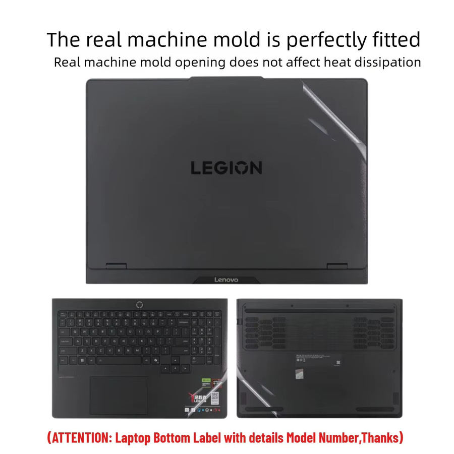 Laptop-Skin für Lenovo Legion Pro 5 5i Gen 10 und Legion Y7000P R7000P 2025 als Kratzschutz in Grau und Schwarz - Bild 3