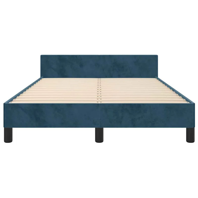 vidaXL Bettgestell mit Kopfteil aus Samt in Dunkelblau, B/T/H: 120 x 200 x 128 cm - Bild 4