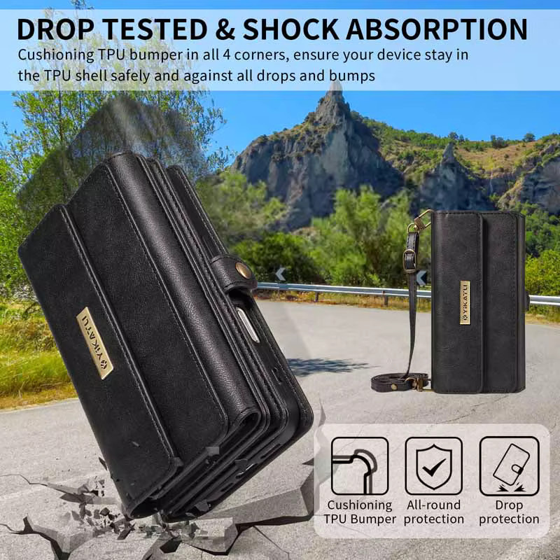 Rote Ledertasche als Flip Wallet Phone Cover für Samsung Galaxy Note 8 9 10 Plus 20 Ultra A10 A20 A30 A40 A50 A70 mit Multi-Kartensteckplatz und Reißverschluss - Bild 2