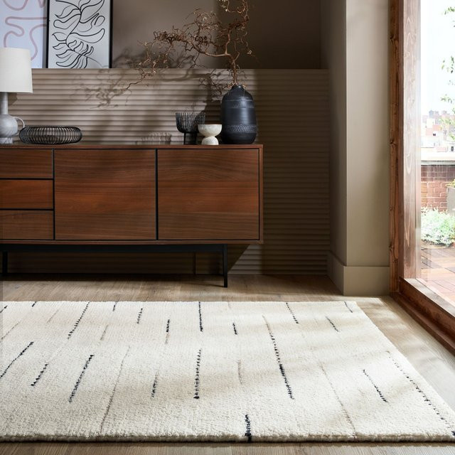 Wollteppich Kadima THORN gestreift in Beige-Schwarz, B/T: 120 x 170 cm - Bild 1