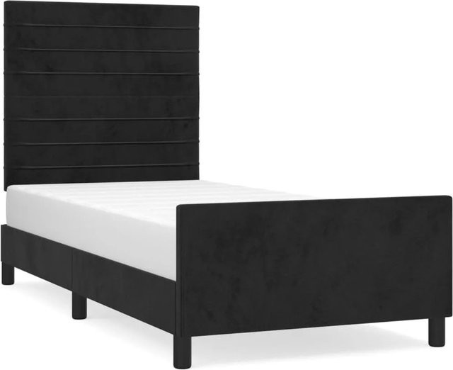 vidaXL Bettgestell mit Kopfteil aus Samt in Schwarz, B/T/H: 80 x 200 x 128 cm - Bild 1