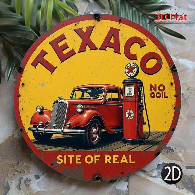 Potdemiel Texaco Vintage Tankstelle Schild aus Metall, Mehrfarbig, B/H: 20,0 x 20,0 cm - Bild 1