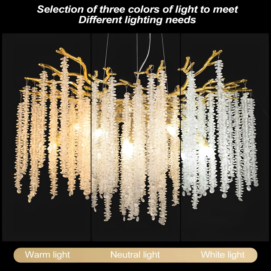 IRALAN Moderne LED Kristall Kronleuchter in Gold/Messing für Wohnzimmer, Esszimmer und Schlafzimmer - Bild 3